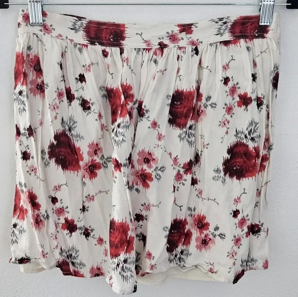 American eagle floral mini skirt cream with red pink floral‎ pattern size small - Picture 1 of 5